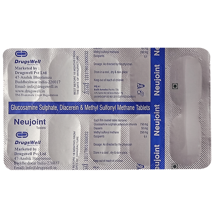 Neujoint Tablet    Diacerein 50mg + Glucosamine Sulfate Potassium Chloride 750mg + Methyl Sulfonyl M