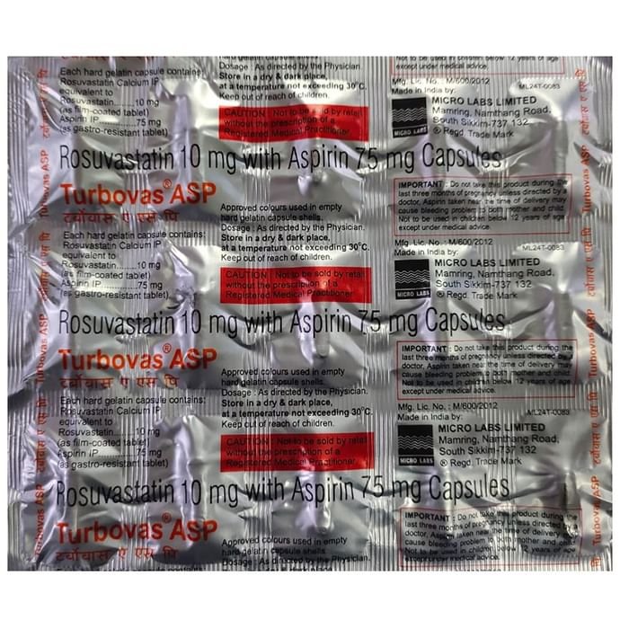 Turbovas ASP Capsule    Rosuvastatin 10mg + Aspirin 75mg