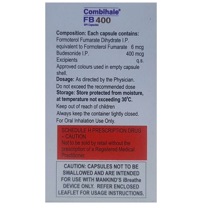 Combihale FB 400 DPI Capsule    Formoterol 6mcg + Budesonide 400mcg