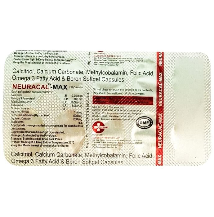 Neuracal-Max Softgel Capsule    Calcitriol 0.25mcg + Calcium Carbonate 500mg + Omega-3 fatty acid 30