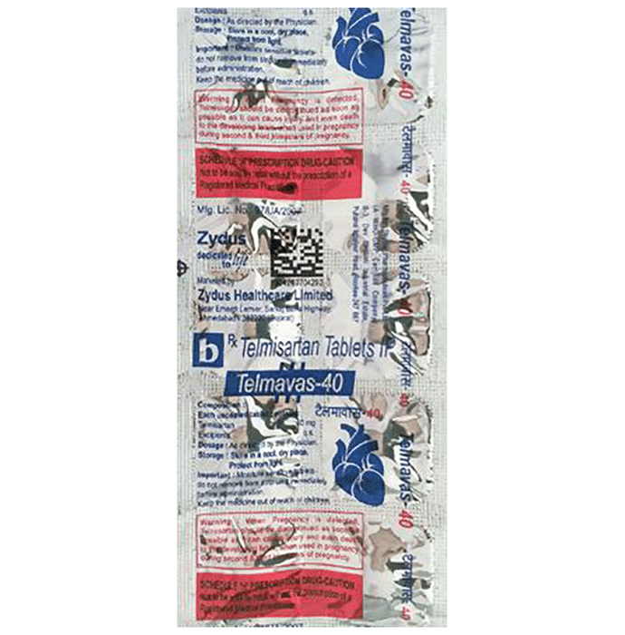 Telmavas 40 Tablet    Telmisartan 40mg