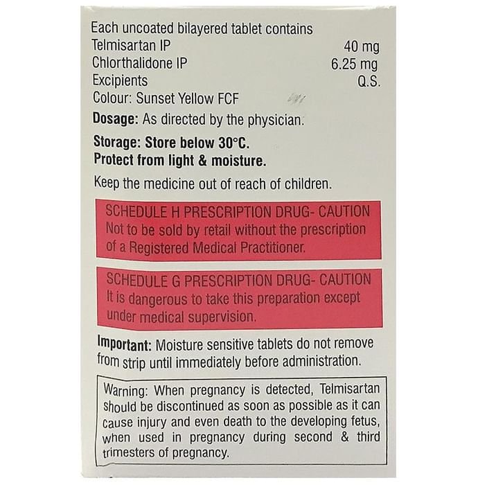 Cortel-CH 40/6.25 Tablet    Telmisartan 40mg + Chlorthalidone 6.25mg