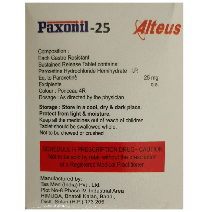 Paxonil 25 Tablet SR    Paroxetine 25mg