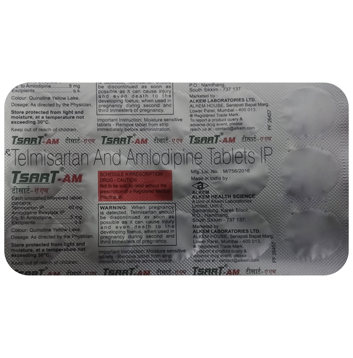 Tsart-AM Tablet    Telmisartan 40mg + Amlodipine 5mg
