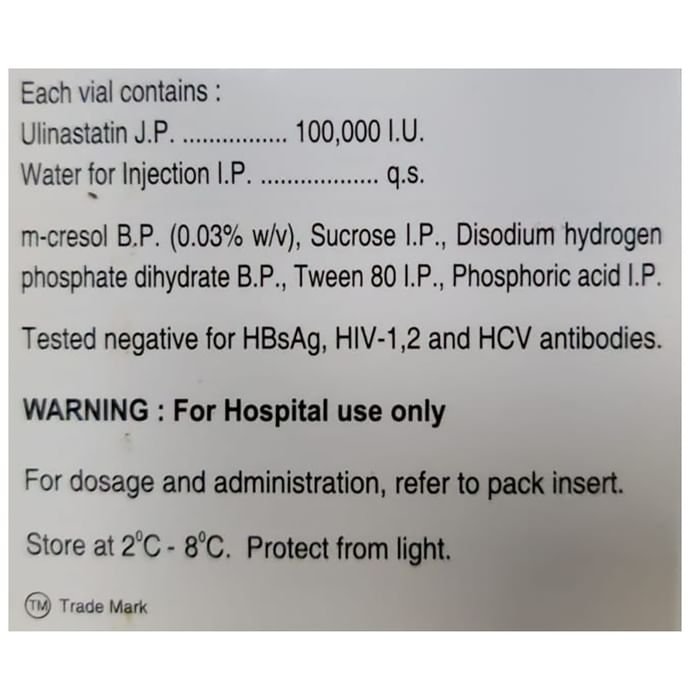 U Tryp 100000IU Injection    Ulinastatin 100000IU