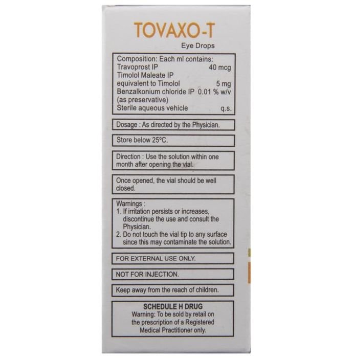 Tovaxo-T Eye Drop    Timolol 5mg + Travoprost 40mcg
