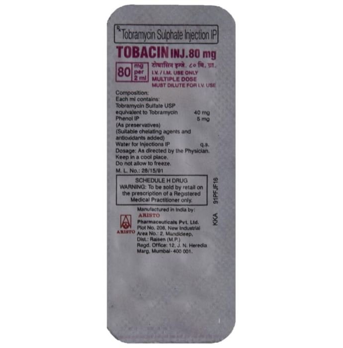 Tobacin 80mg Injection    Tobramycin 80mg