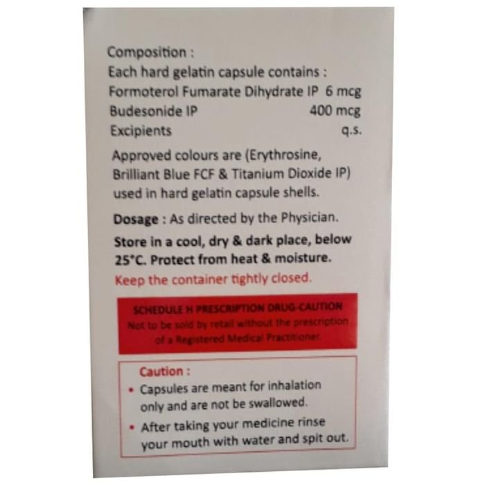 Asmanixt-FB 400 Capsule    Formoterol 6mcg + Budesonide 400mcg