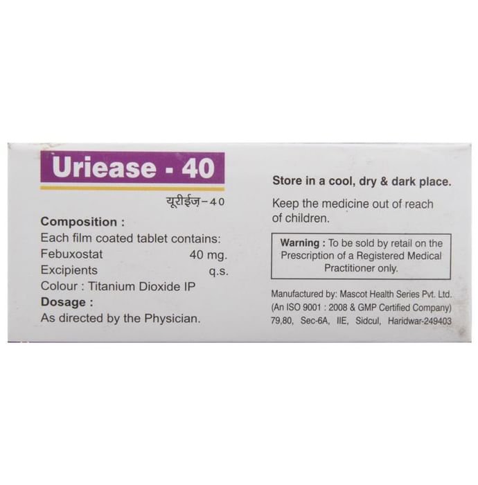 Uriease 40 Tablet    Febuxostat 40mg