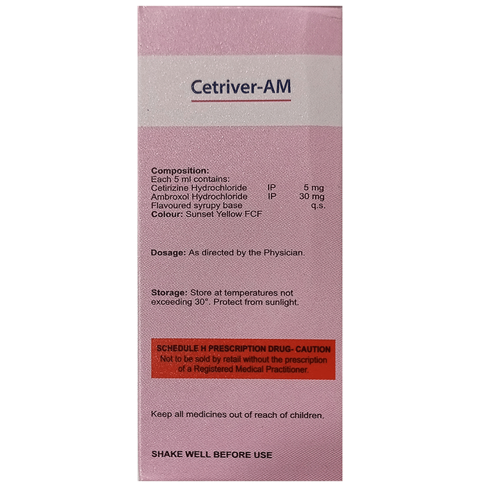 Cetriver AM Syrup    Levocetirizine 5mg + Ambroxol 30mg