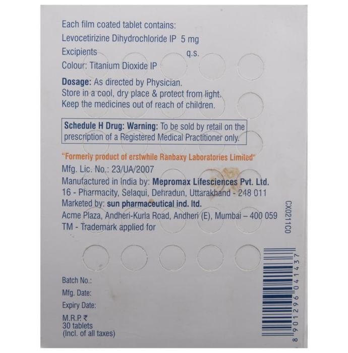 Teczine CP Tablet    Levocetirizine 5mg