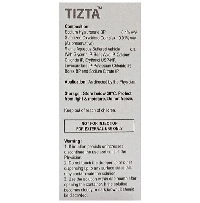 Tizta Eye Drop    Sodium Hyaluronate 0.1% w/v