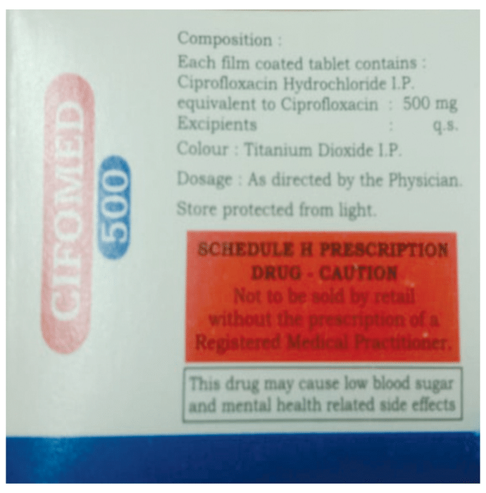 Cifomed 500 Tablet    Ciprofloxacin 500mg