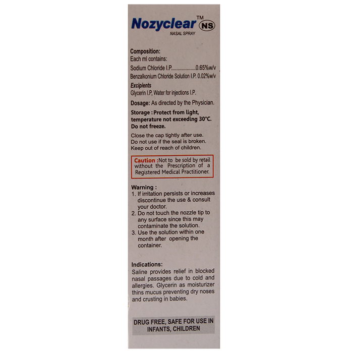 Nozyclear NS Nasal Spray    Sodium Chloride 0.65% w/v