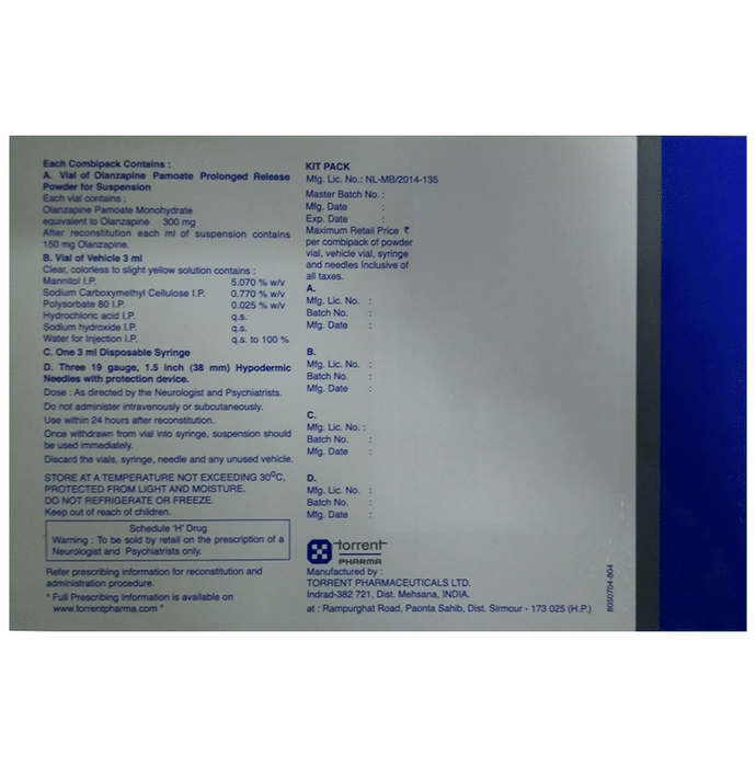 Tolaz LA 300mg/vial Convenience Kit    Olanzapine 300mg