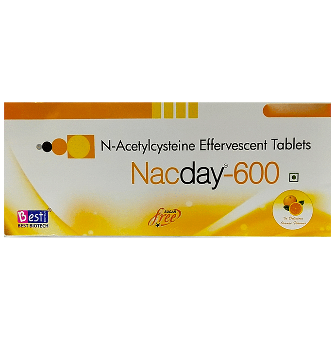 Nacday 600 Effervescent Tablet Delicious Orange Sugar Free    Acetylcysteine 600mg