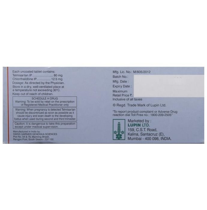 Telista-CH 80 Tablet    Telmisartan 80mg + Chlorthalidone 12.5mg
