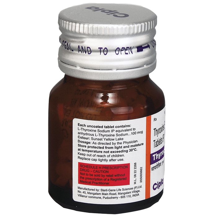Thyrocip 100 Tablet    Thyroxine 100mcg