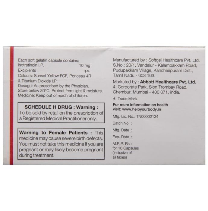 Tufacne 10 Capsule    Isotretinoin 10mg