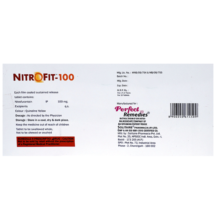 Nitrofit 100 Tablet SR    Nitrofurantoin 100mg