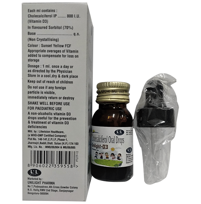 Unilight-D3 Oral Drops    Vitamin D3 800IU