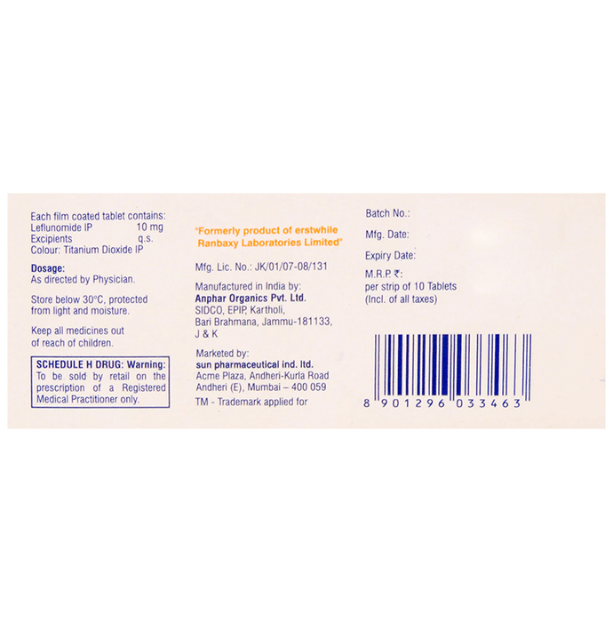 Cleft 10 Tablet    Leflunomide 10mg
