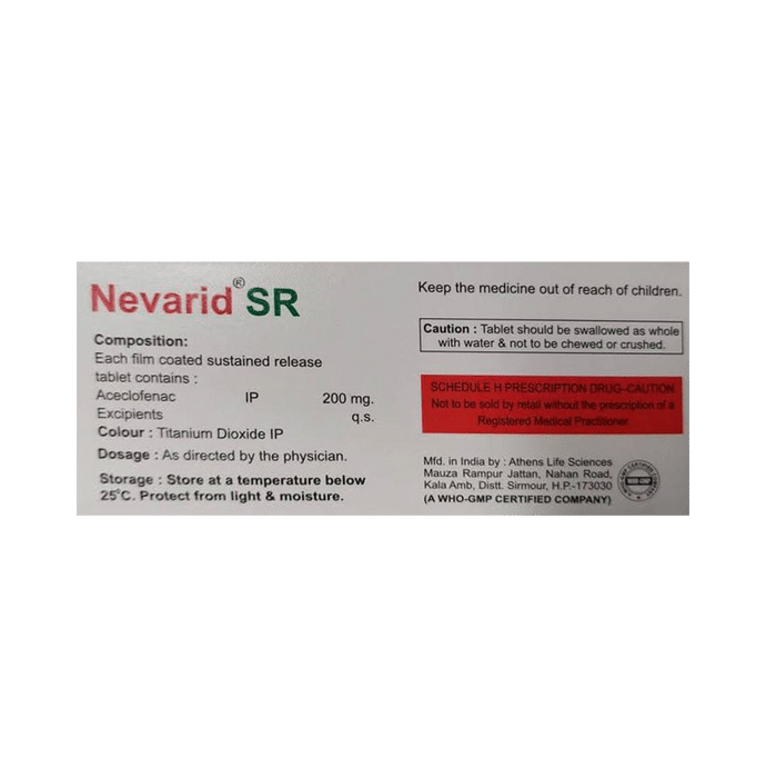 Nevarid SR Tablet    Aceclofenac 200mg