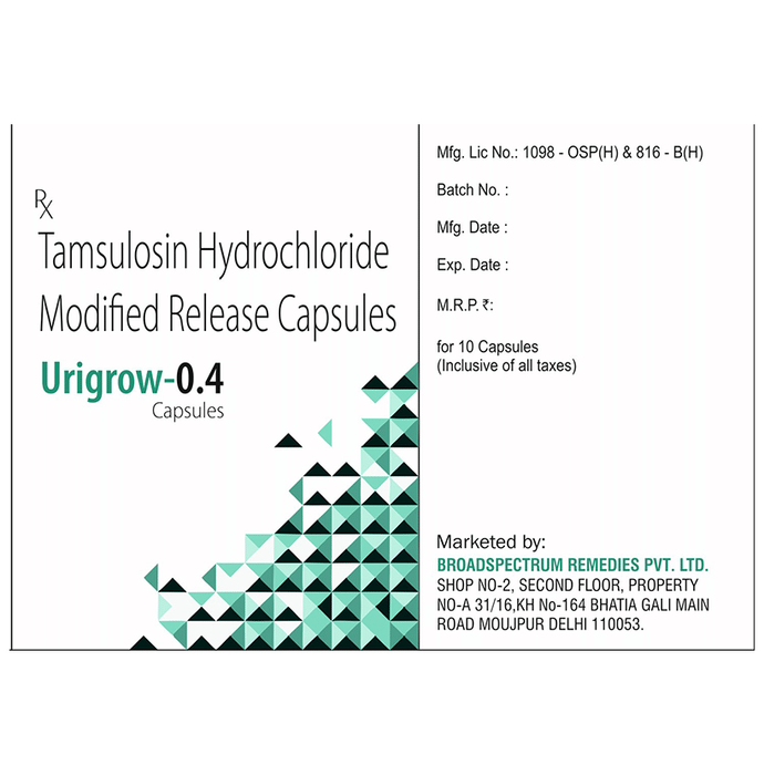 Urigrow 0.4 Capsule    Tamsulosin 0.4mg