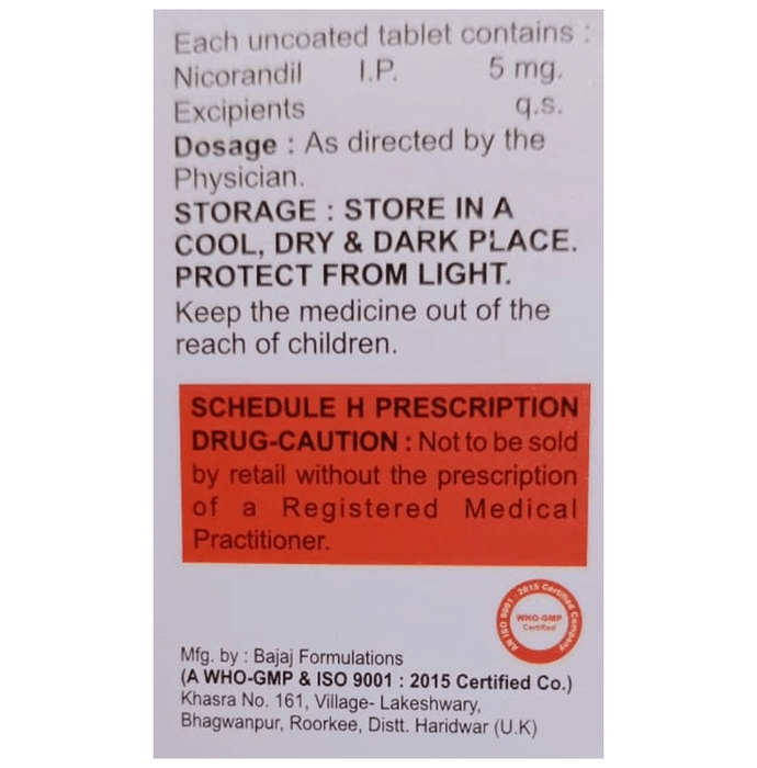 Nicsure 5 Tablet    Nicorandil 5mg