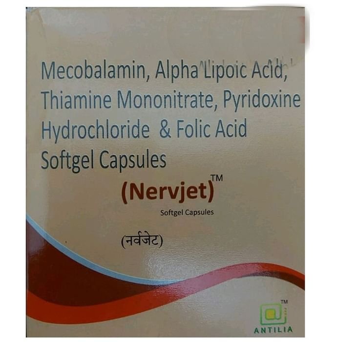 Nervjet Softgel Capsule    Methylcobalamin 1500mcg + Alpha Lipoic Acid 100mg + Thiamine mononitrate 