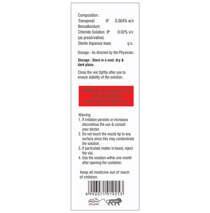 Travoprost Eye Drop    Travoprost 0.004% w/v