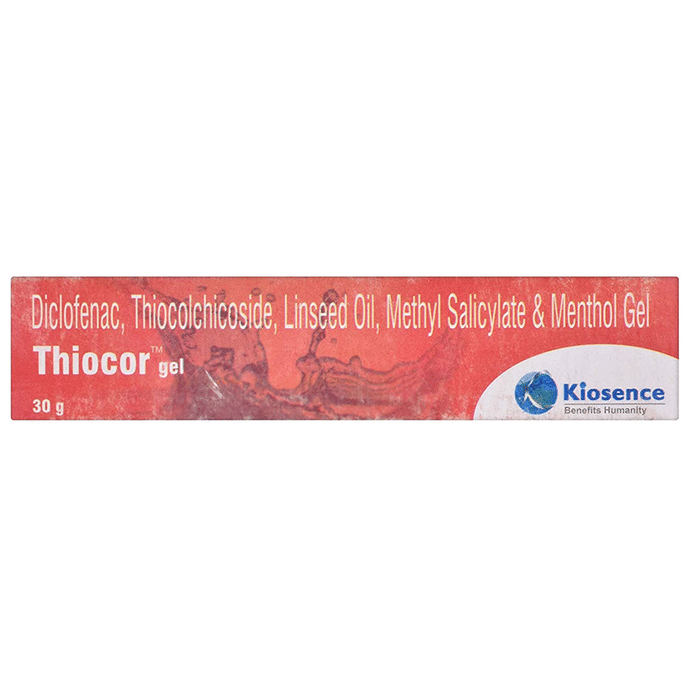 Thiocor Gel    Diclofenac 1.16% w/w + Linseed Oil 3% w/w + Menthol 5% w/w + Methyl Salicylate 10% w/