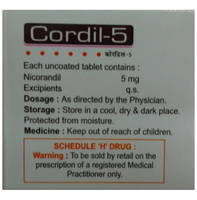 Cordil 5 Tablet    Nicorandil 5mg