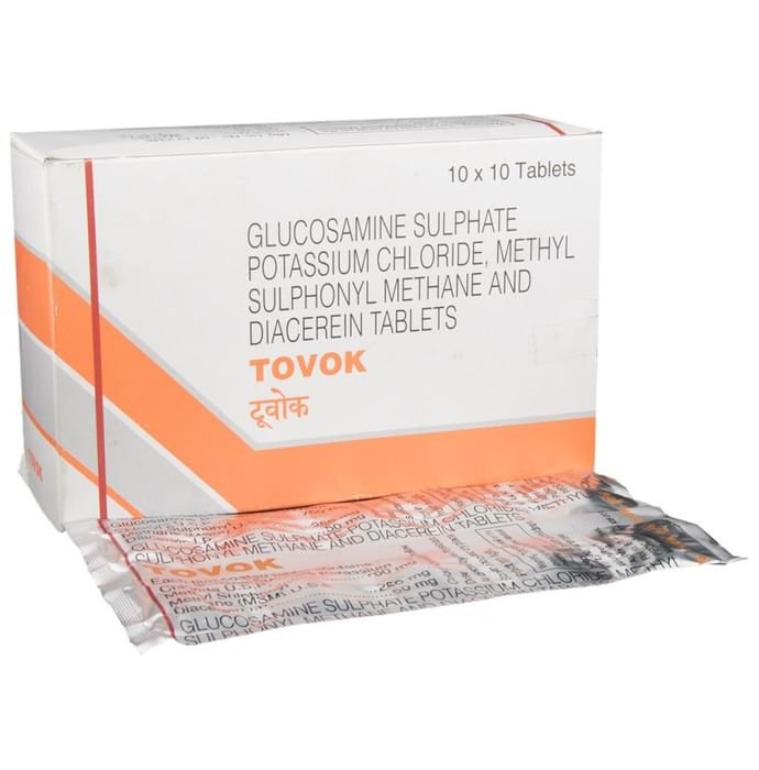 Tovok Tablet    Glucosamine 750mg + Diacerein 50mg + Methyl Sulfonyl Methane 250mg