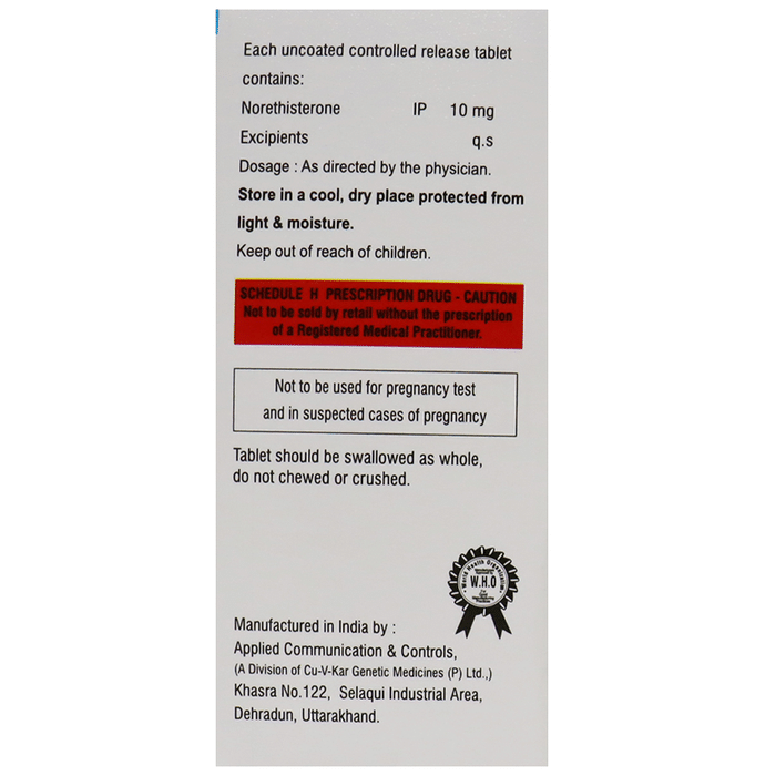 Utonor-CR Tablet    Norethisterone 10mg