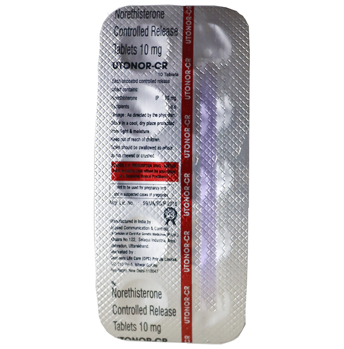 Utonor-CR Tablet    Norethisterone 10mg