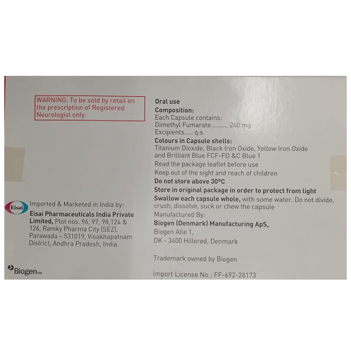 Tecfidera 240mg Capsule DR    Dimethyl fumarate 240mg