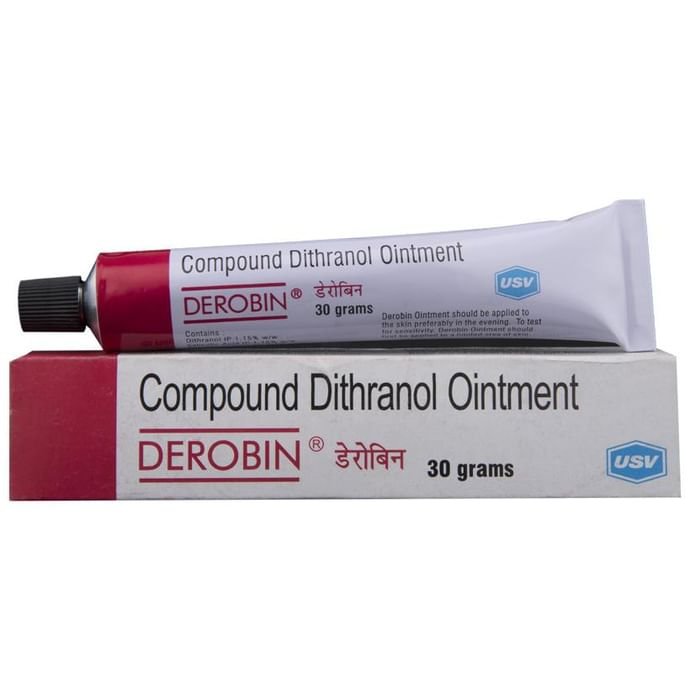 Derobin Ointment    Salicylic Acid 1.15% w/w + Dithranol 1.15% w/w + Coal Tar 5.3% w/w