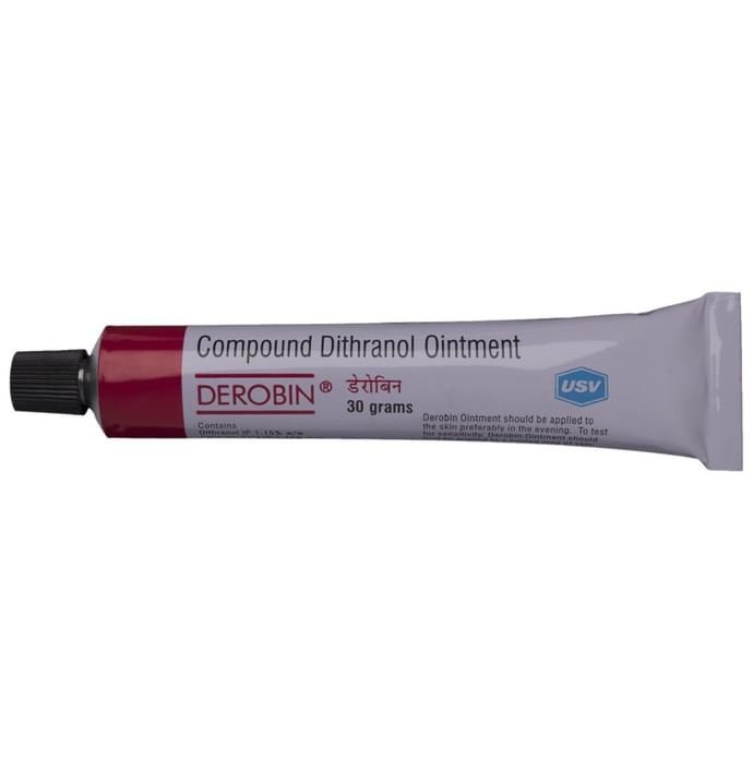 Derobin Ointment    Salicylic Acid 1.15% w/w + Dithranol 1.15% w/w + Coal Tar 5.3% w/w