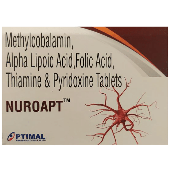 Nuroapt Tablet    Methylcobalamin 1500mcg + Alpha Lipoic Acid 100mg + Thiamine mononitrate 10mg + Py