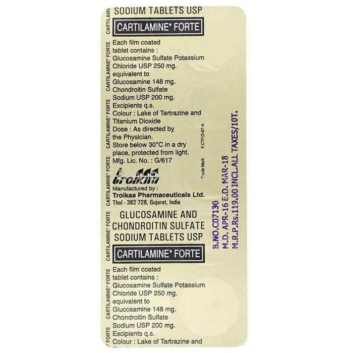 Cartilamine Forte Tablet    Glucosamine 250mg + Chondroitin 200mg