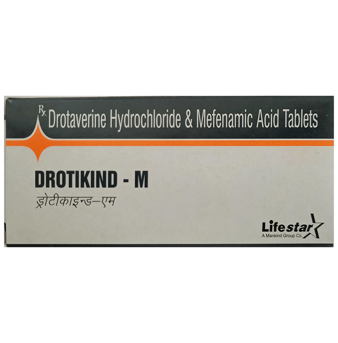 Drotikind-M Tablet    Drotaverine 80mg + Mefenamic Acid 250mg