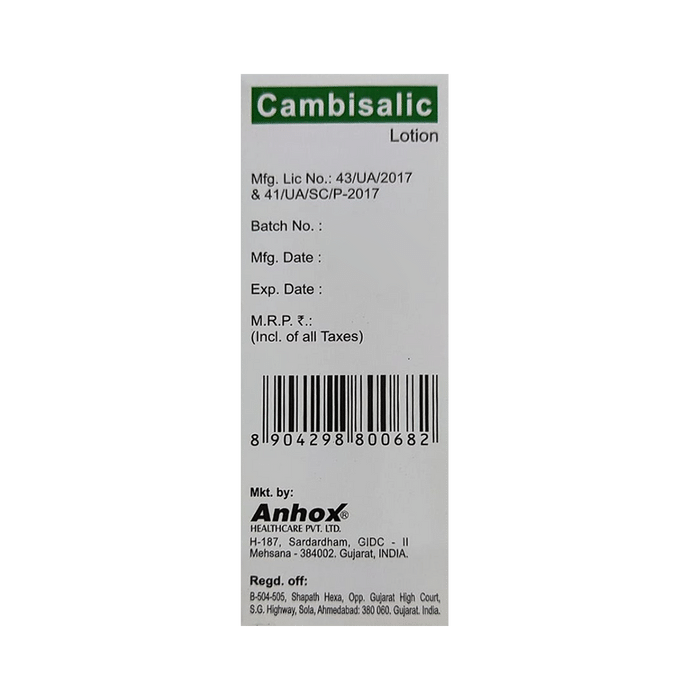 Cambisalic Lotion    Clobetasol 0.05% w/w + Salicylic Acid 3% w/w
