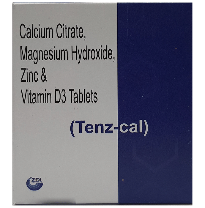 Tenz-Cal Tablet    Calcium citrate 1000mg + Magnesium Hydroxide 100mg + Zinc Sulphate Monohydrate 4m