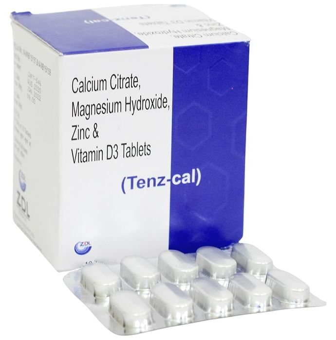 Tenz-Cal Tablet    Calcium citrate 1000mg + Magnesium Hydroxide 100mg + Zinc Sulphate Monohydrate 4m