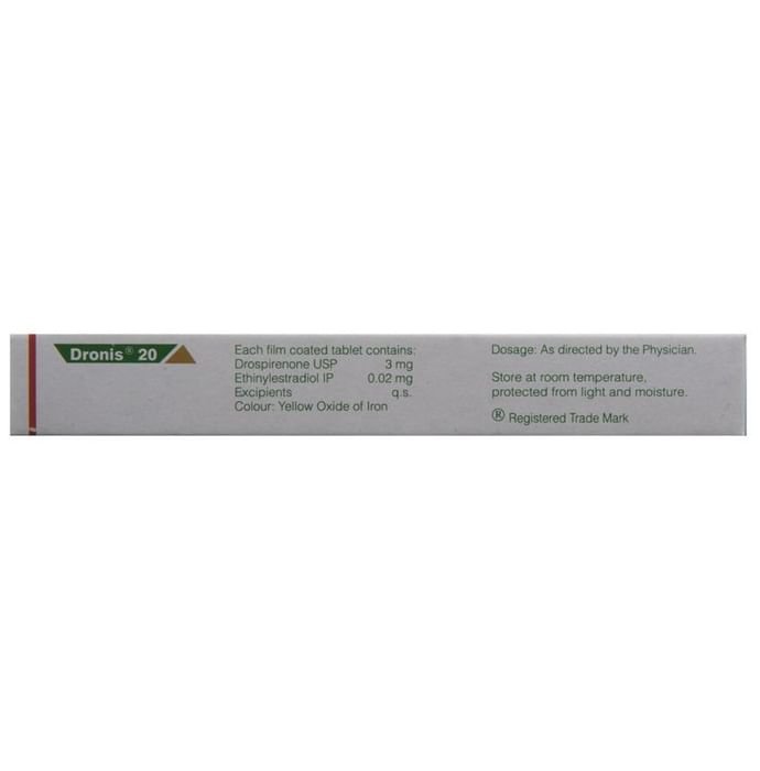 Dronis 20 Tablet    Ethinyl Estradiol 0.02mg + Drospirenone 3mg