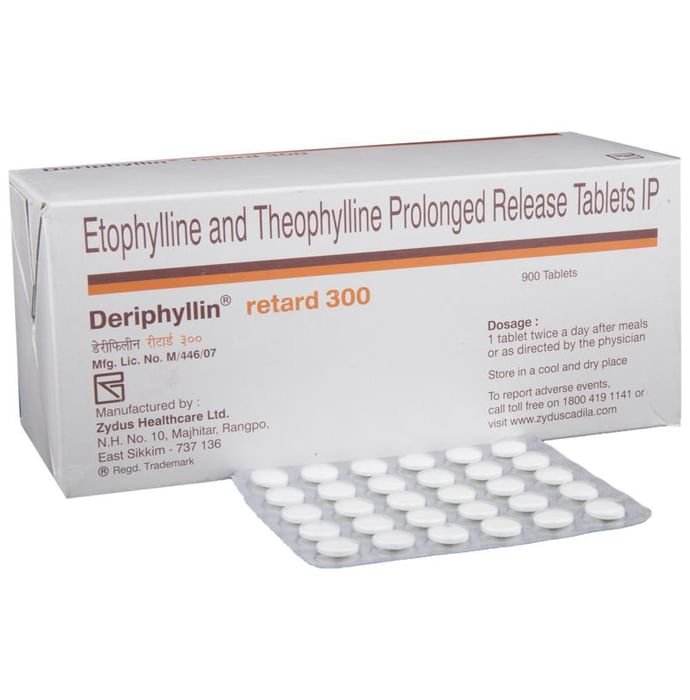 Deriphyllin Retard 300 Tablet PR    Etofylline 231mg + Theophylline 69mg