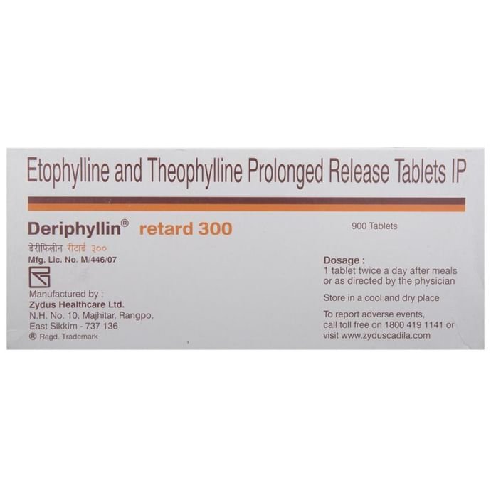 Deriphyllin Retard 300 Tablet PR    Etofylline 231mg + Theophylline 69mg