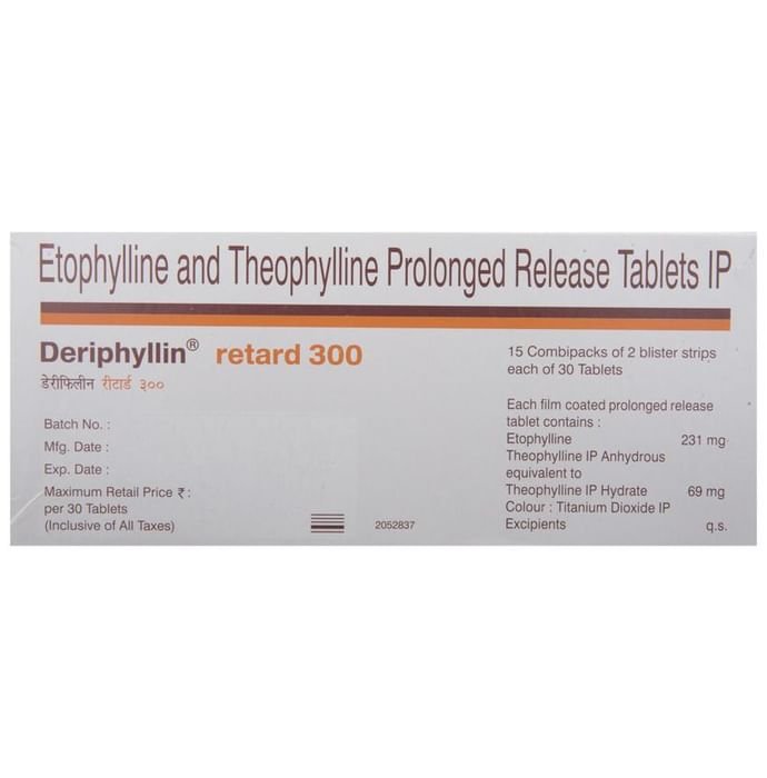Deriphyllin Retard 300 Tablet PR    Etofylline 231mg + Theophylline 69mg