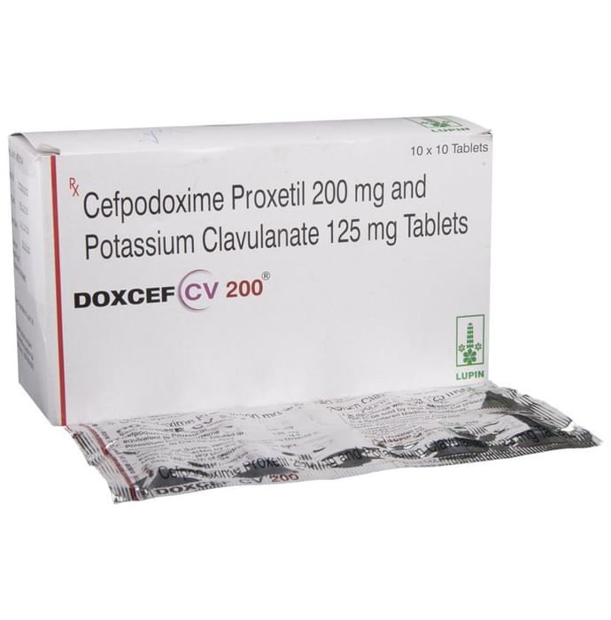 Doxcef CV 200 Tablet    Cefpodoxime Proxetil 200mg + Clavulanic Acid 125mg